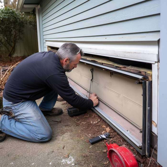 Siding trim caulk cracks door exterior crack gaps repair front around prettyhandygirl doors garage gah two house choose board